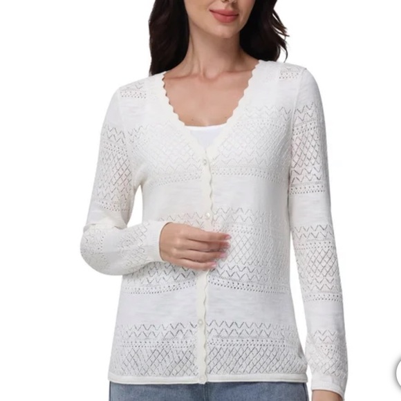 Frye Sweaters - Frye Women's Pointelle Cardigan size XL